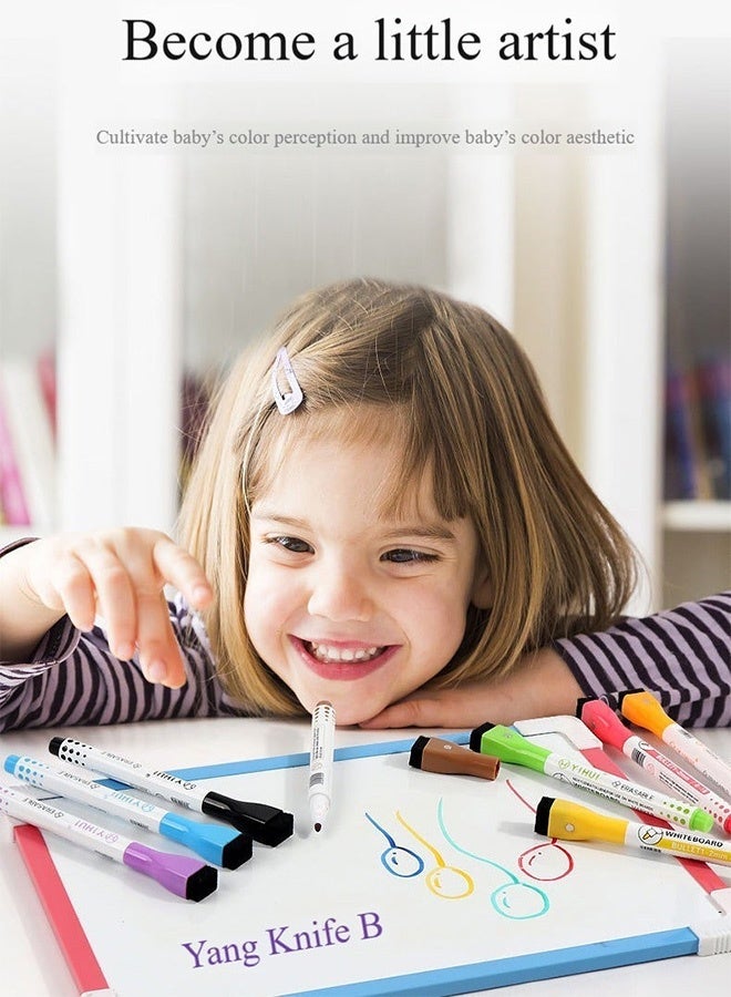 Set of 16 Pcs Magnetic Fine Tip Dry Wipe Whiteboard Pens Low Odour Erasable Markers with Eraser Assorted Colours for Kids Drawing School Office Home Classroom Whiteboard Use - Image 5